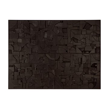 Bricks wall art - varnished wood - black - wooden frame - rectangular