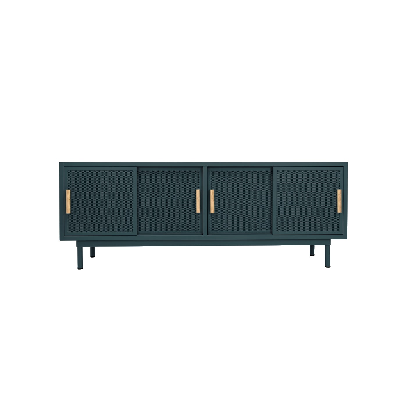 Buffet acier avec portes coulissantes de Tolix, 4 portes, Mat texturé, Vert empire