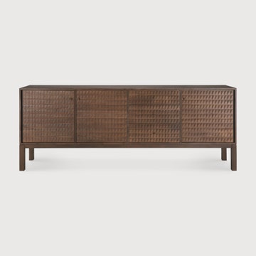 Buffet Sono - teck vernis - marron clair - 3 portes - 3 tiroirs