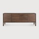 Buffet Sono - teck vernis - marron clair - 3 portes - 3 tiroirs