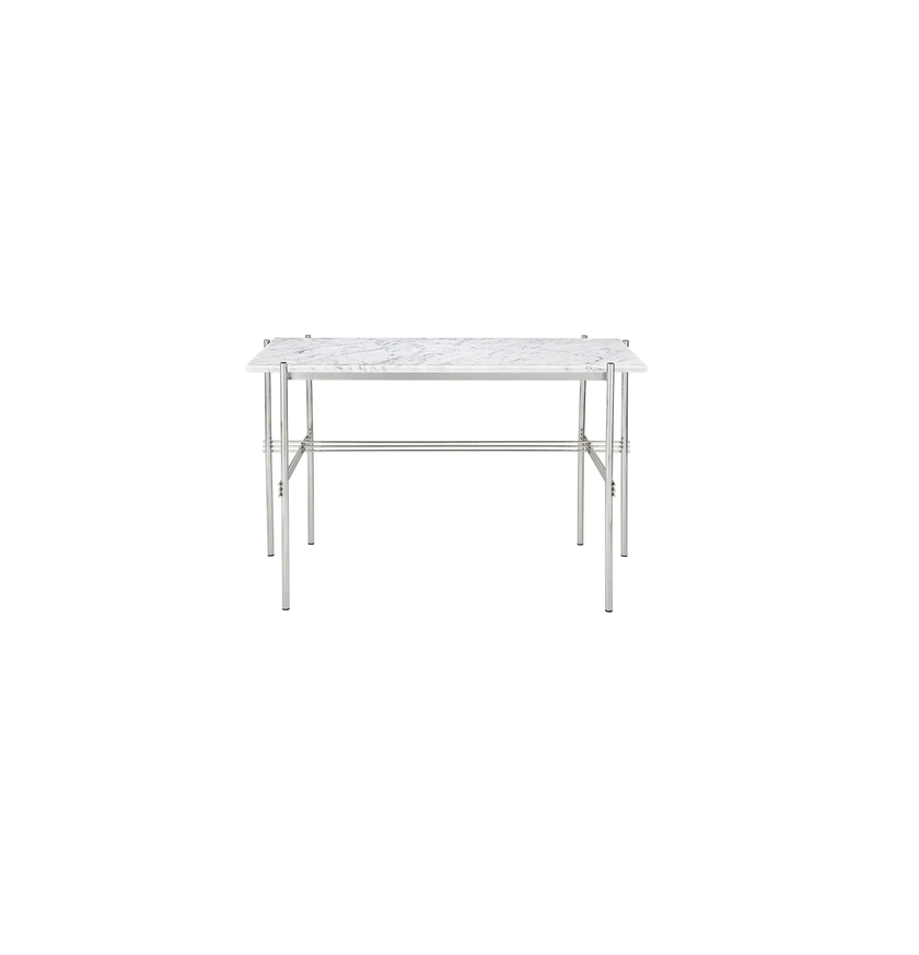 Bureau TS de Gubi, Structure acier poli, Marbre blanc de carrare