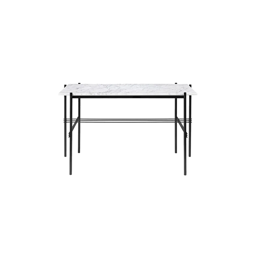 Bureau TS de Gubi, Structure noire, Marbre blanc de carrare Bureau TS de Gubi, Structure noire, Marbre blanc de carrare
