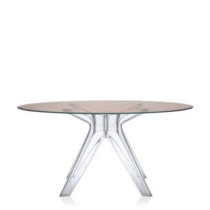 Table SIR GIO de Kartell, Pieds cristal, Rose poudré