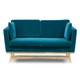 Canapé 210, Tissu velours, Bleu canard