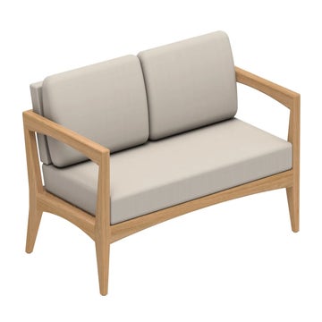 Canapé 2 places en teck avec accoudoirs ZENHIT de Royal Botania, Coussins natural grey dot