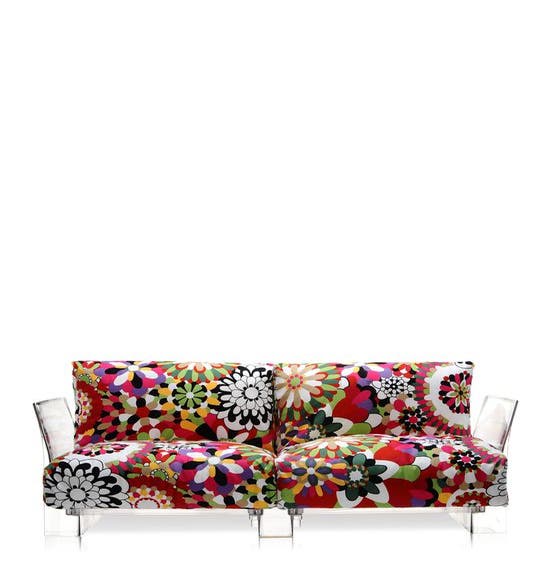 Canapé 2 places POP MISSONI de Kartell, Vevey Tons Rouges, Structure transparente 