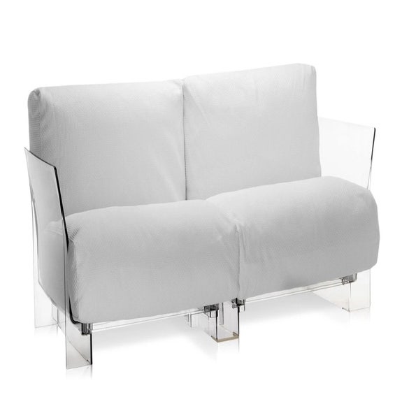 Canapé 2 places POP OUTDOOR de Kartell, Ikon Blanc, Structure transparente 