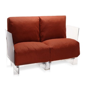 Canapé 2 places POP OUTDOOR de Kartell, Ikon Orange, Structure transparente
