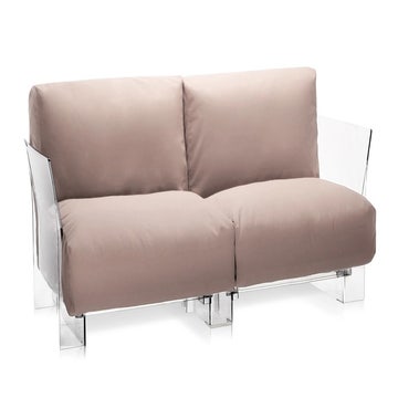 Canapé 2 places POP OUTDOOR de Kartell, Sunbrella Gris Tourterelle, Structure transparente 