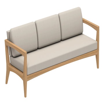 Canapé 3 places en teck ZENHIT de Royal Botania, Coussins natural grey dot