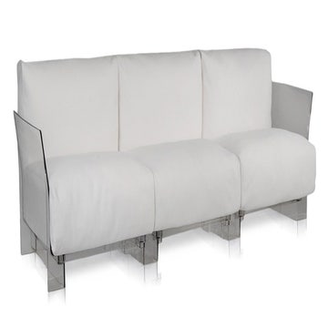 Canapé 3 places POP OUTDOOR de Kartell, Blanc Ikon, Structure transparente 
