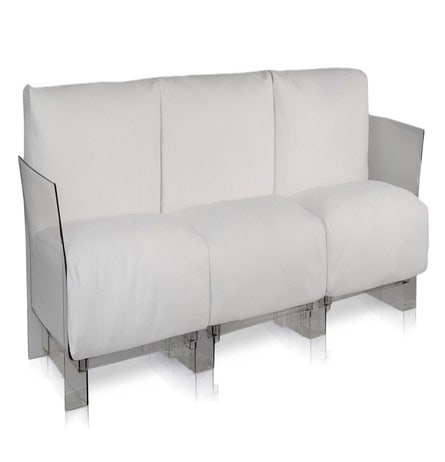Canapé 3 places POP OUTDOOR de Kartell, Blanc Ikon, Structure transparente 