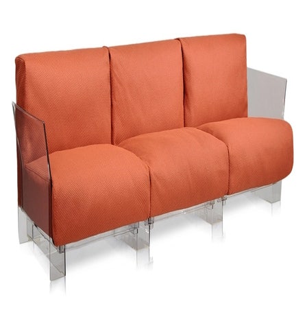 Canapé 3 places POP OUTDOOR de Kartell, Orange Ikon, Structure transparente 