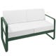 Canapé BELLEVIE, Coussin blanc grisé, Vert cèdre