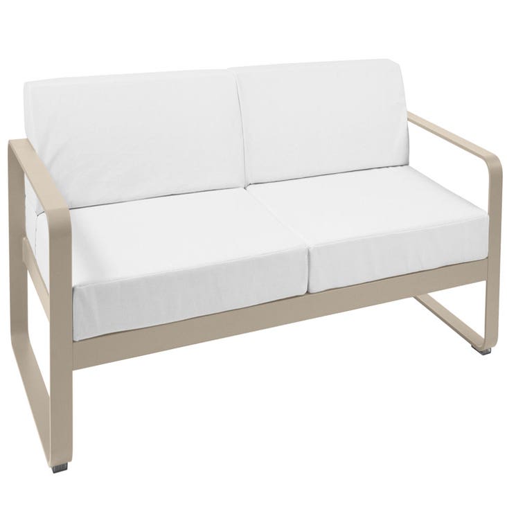Canapé BELLEVIE de Fermob, Coussin blanc grisé, Muscade