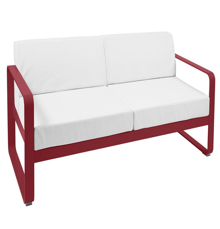 Canapé BELLEVIE de Fermob, Coussin blanc grisé, Piment
