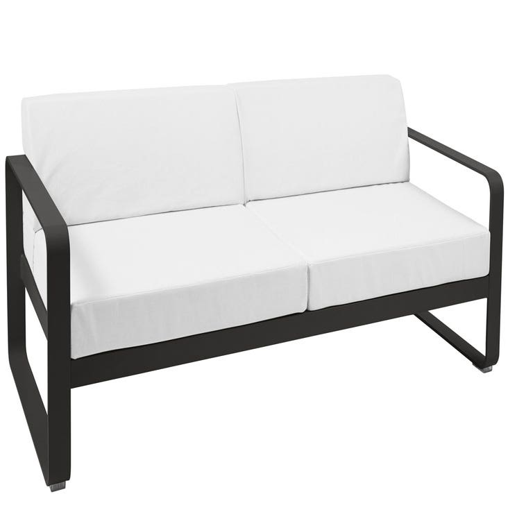 Canapé BELLEVIE de Fermob, Coussin blanc grisé, Réglisse