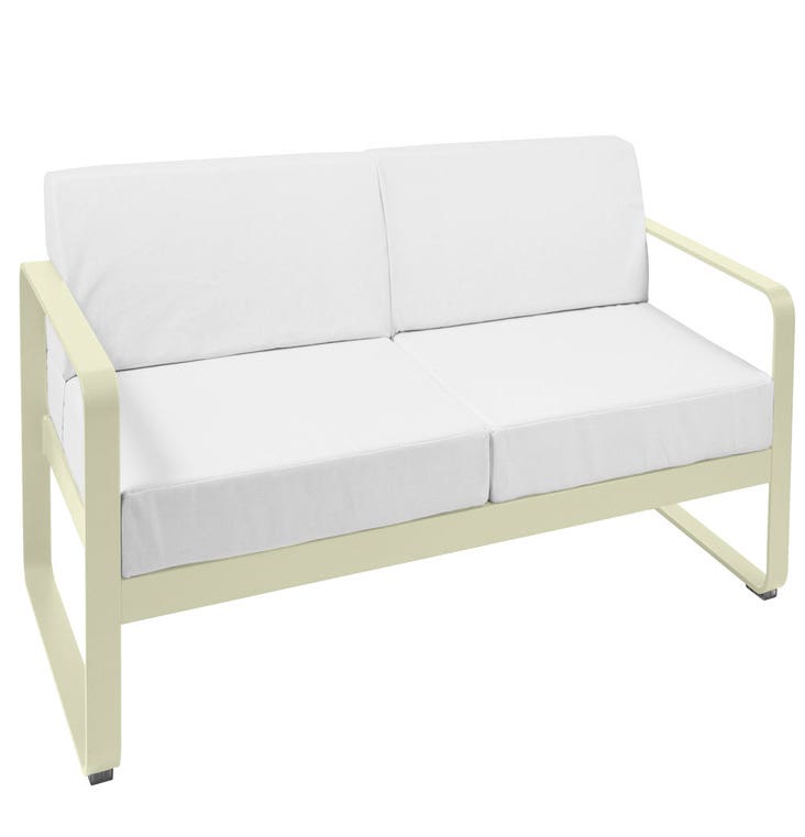 Canapé BELLEVIE de Fermob, Coussin blanc grisé, Tilleul