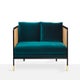 Canapé CANNAGE 210, Tissu velours, Bleu canard
