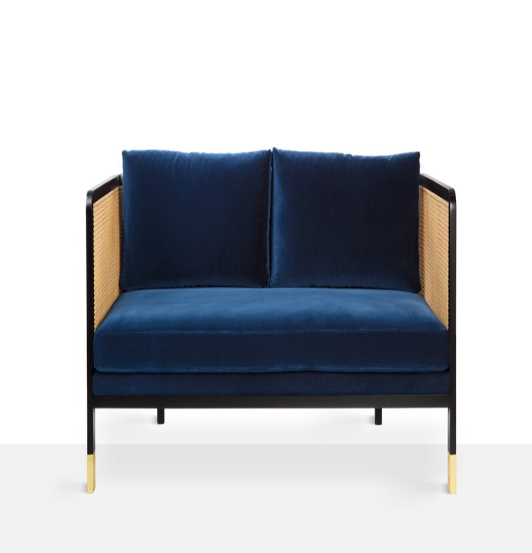 Canapé CANNAGE 210 de RED Edition, Tissu velours, Bleu marine