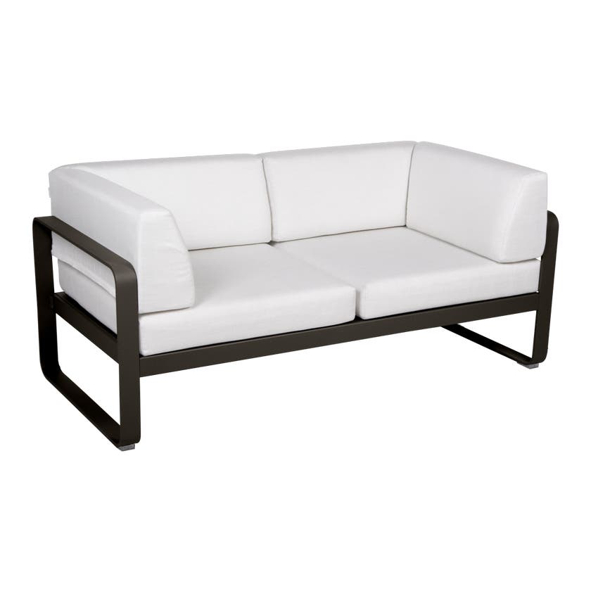 Canapé Club lounge BELLEVIE 2 places de Fermob, Tonka, Coussin Blanc grisé Canapé Club lounge BELLEVIE 2 places de Fermob, Tonka, Coussin Blanc grisé