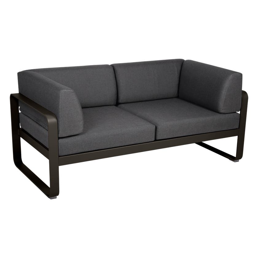 Canapé Club lounge BELLEVIE 2 places de Fermob, Tonka, Coussin Gris graphite Canapé Club lounge BELLEVIE 2 places de Fermob, Tonka, Coussin Gris graphite