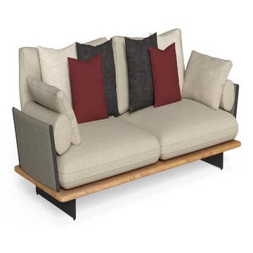 Canapé de jardin VENICE, 3 places, Structure teck, Accoudoirs Beige, Coussins Beige