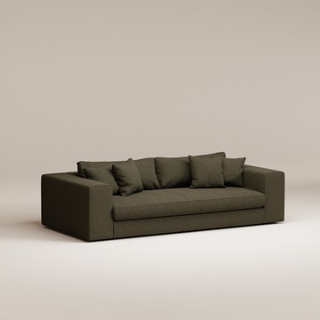 Canapé droit Bellechasse - 3 places - 2 parties - Bouclette Olive green