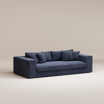 Canapé droit Bellechasse - 3 places - 2 parties - Velours strié Denim