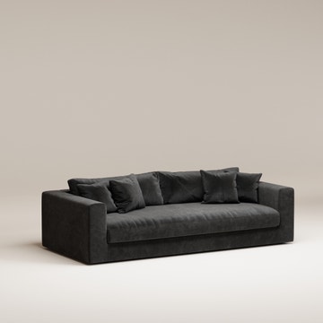 Canapé droit Bellechasse light - 3 places profondeur 110 cm - 2 parties - Velours gratté Anthracite