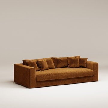 Canapé droit Bellechasse light - 3 places profondeur 110 cm - 2 parties - Velours gratté Cognac
