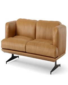 Canapé INLAND AV23, Structure noire, Cuir cognac