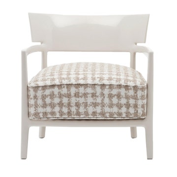 Chaise CARA de Kartell, Structure Ivoire, Revêtement fantaisie Blanc/Beige