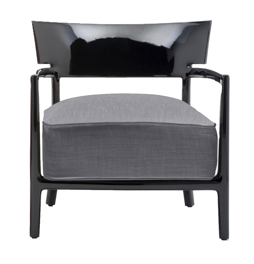 Chaise CARA de Kartell, Structure Noir, Revêtement uni Gris anthracite