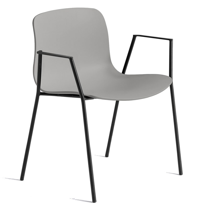Chaise AAC18 de Hay, Piétement en aluminium teinté noir, Concrete grey 2.0