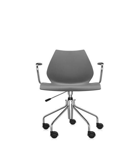 Chaise à roulettes avec accoudoirs MAUI de Kartell, Anthracite