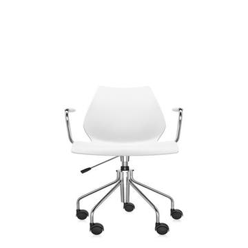 Chaise à roulettes avec accoudoirs MAUI de Kartell, Blanc zinc