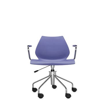 Chaise à roulettes avec accoudoirs MAUI de Kartell, Bleu marine