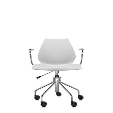 Chaise à roulettes avec accoudoirs MAUI de Kartell, Gris clair