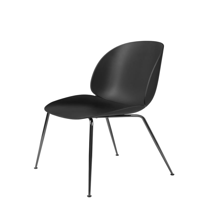 Chaise BEETLE Unupholstered avec pieds chromé noir de Gubi, Noir