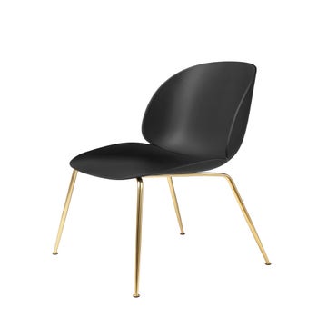 Chaise BEETLE Unupholstered avec pieds laiton de Gubi, Noir