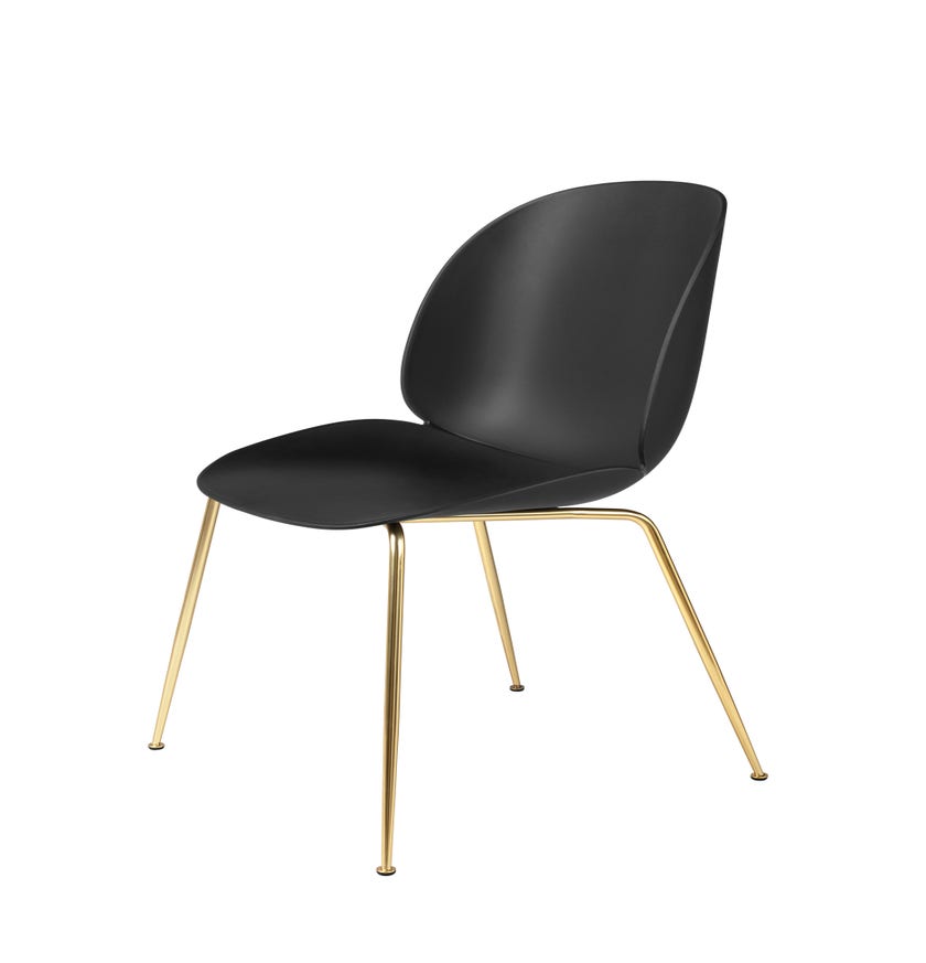 Chaise BEETLE Unupholstered avec pieds laiton de Gubi, Noir