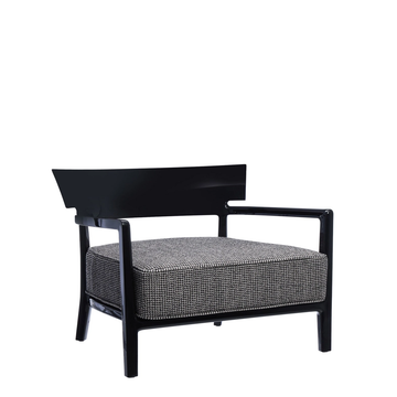 Chaise CARA de Kartell, Structure Noir, Revêtement fantaisie Beige/Noir