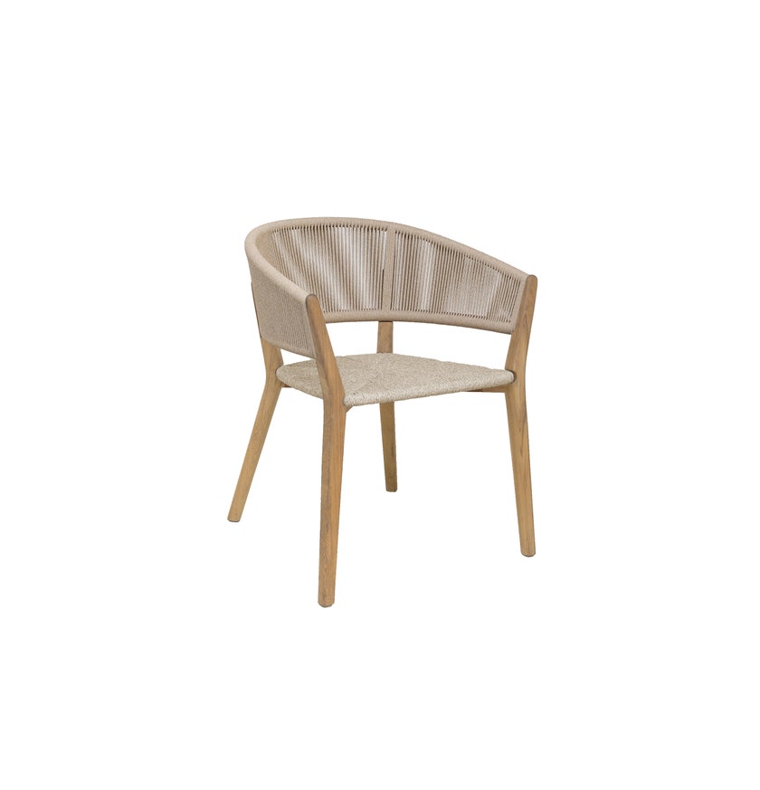 Chaise CARES, Structure teck, Assise et dossier en fibre de Batyline, Desert