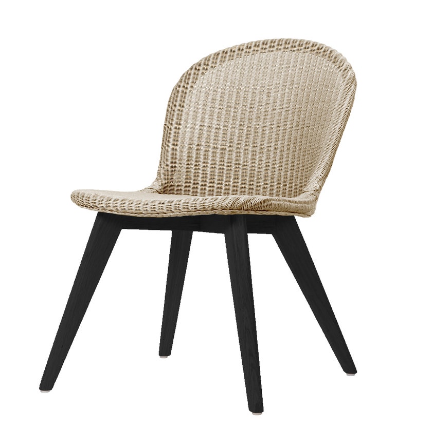 Chaise de repas YANN pieds noir, Snow wash