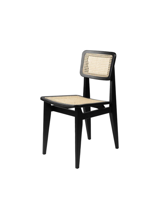 Chaise de table C-CHAIR, Chêne teinté noir, Cannage Chaise de table C-CHAIR, Chêne teinté noir, Cannage