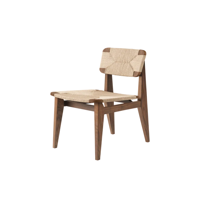 Chaise de table C-CHAIR, Noyer huilé, Paille