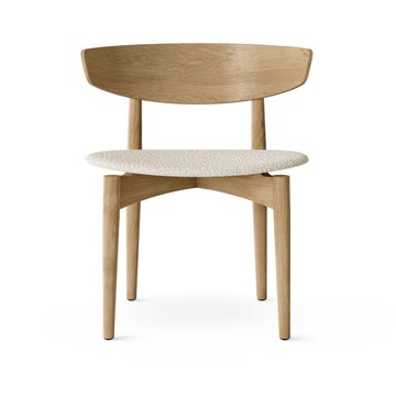 Chaise de table HERMAN, Chêne huilé, Assise tissu bouclé off-white