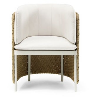 Chaise ESEDRA de Ethimo, Tressage serré, Coussins blanc naturel Chaise ESEDRA de Ethimo, Tressage serré, Coussins blanc naturel