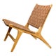 Chaise lounge BORO de Gong, Cuir noisette et teck brut